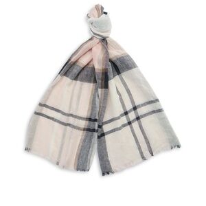 Barbour Elegant Pink black ivory and Gray Checkered Scarf. No offer please